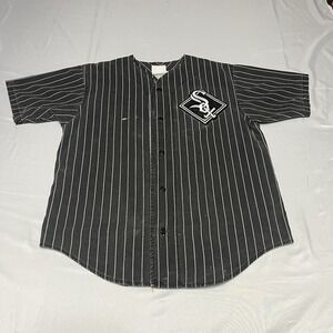 Vintage Chicago White Sox Jersey Men M Black Pinstripe Chalk line 90s Rare